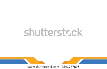 Clean abstract border with blue and orange geometric shapes on a white background. Ideal for header, footer, presentations, business cards, and modern design templates.