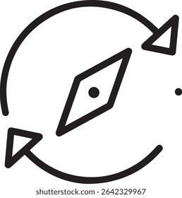 A clean and abstract compass with directional arrows, perfect for travel, location, or vision-based branding.