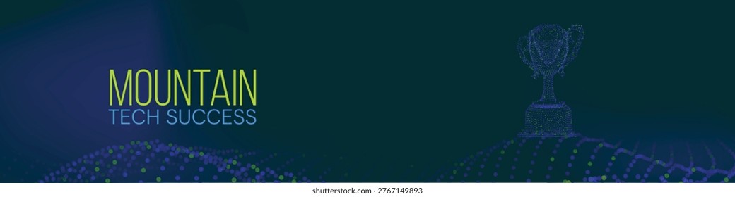 Clean abstract composition with tech success mountain and glowing elements