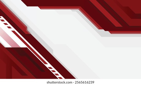 Clean abstract design featuring bold red geometric shapes on a white background with sharp accents.

