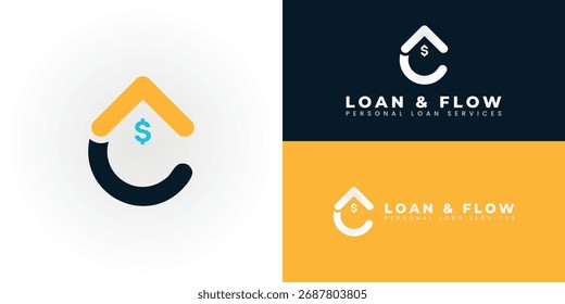 A clean, abstract design that combines a home or upward arrow with a C shape, symbolizing protection and cash flow. The central dollar sign emphasizes a financial focus and simplified personal loans.