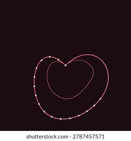 A clean and abstract digital rendering of pink organic lines forming a heart-like shape with white nodes on black background.