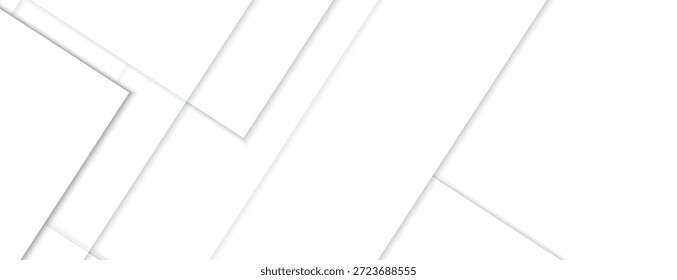 Sauber abstrakter geometrischer Hintergrund mit weißen und hellgrauen überlappenden Linien mit subtilen Schatten, ideal für moderne Geschäftspräsentationen und digitale Medien