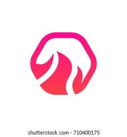 Clean abstract hexagon logo icon sign.