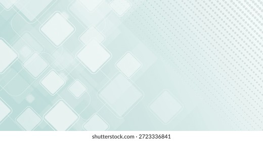 Ein sauberer abstrakter hellblauer Hintergrund mit transparenten weißen geometrischen Rhombusformen und einem subtilen grauen Rasterpunktmuster, ideal für moderne Geschäftspräsentationen oder Technologie-Banner