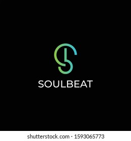Clean and abstract logo design of music sound or sonic with black background - EPS10 - Vector