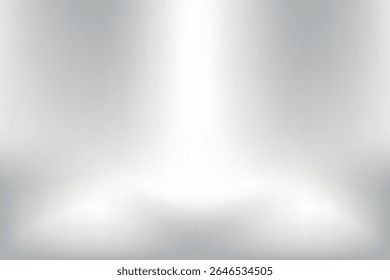 A clean, abstract, and minimalist background with a soft gradient from light gray to white, creating a subtle spotlight effect on a stage or studio floor.