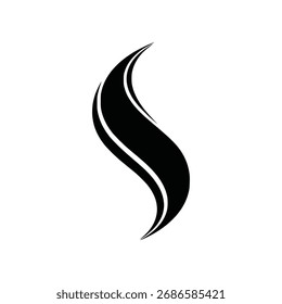 Uma silhueta limpa e abstrata que forma uma forma em S com linhas fluindo. Versátil para vapor, fumaça, onda, odor ou qualquer marca que exija movimento fluido.