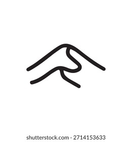 Una Ilustración vectorial abstracta limpia con gruesas líneas negras sobre un fondo blanco, que sugiere colinas onduladas u olas suaves. Ideal para el diseño moderno.