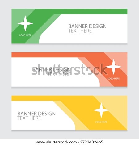 A clean abstract web banner template featuring smooth curved shapes in green, orange, yellow, and blue colors with copy space for text.
