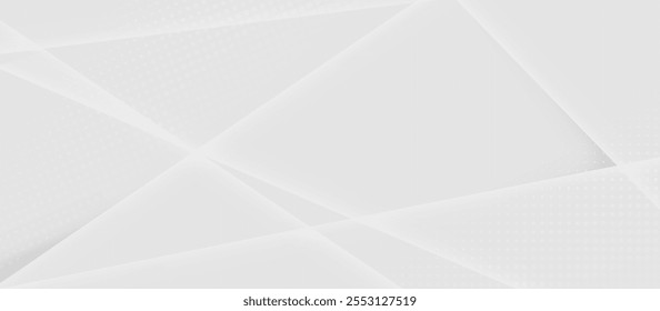 Fundo branco abstrato limpo com polígonos geométricos, gradientes suaves e padrões pontilhados para uso versátil