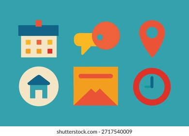 Limpie la Dirección, la hora y el Vector de iconos de fecha para los Elementos de eventos, ideal para calendarios, horarios, recordatorios, invitaciones, App, Sitios web, diseño de interfaz de usuario y gráficos de negocios.