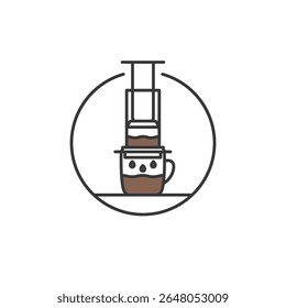 Clean aeropress icon representing precision brewing. Ideal for indie coffee shops, manual brew menus, and specialty cafés highlighting craft preparation and flavor clarity