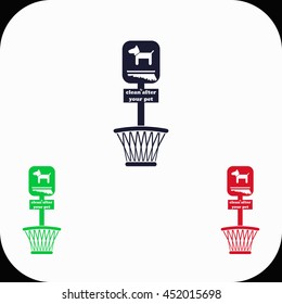 Clean after pet Illustration set. Blue, green, red icon.