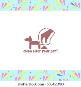Clean after pet vector icon on white background. Isolated illustration. Business picture.