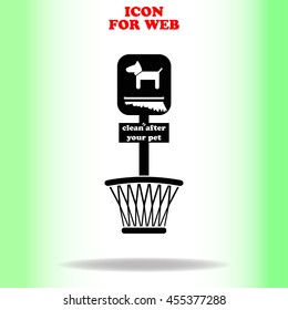 Clean after pet web icon. Black illustration on white background
