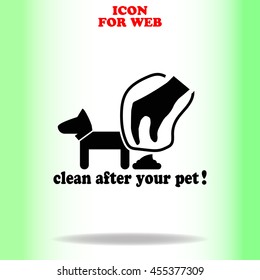 Clean after pet web icon. Black illustration on white background