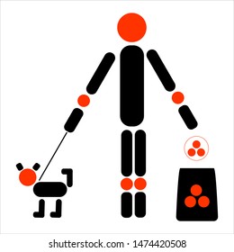Clean up after your dog black and red icon vector illustration.