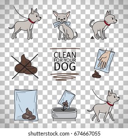 Limpiar después de la ilustración vectorial de la información del perro aislada en fondo transparente