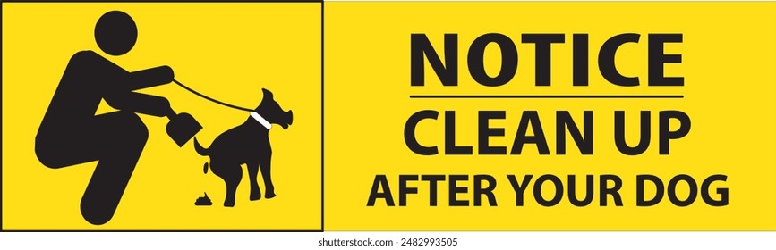 Clean up after your dog pet lovers warning parking area notice sign vector