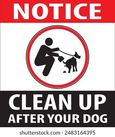 Clean up after your dog pet lovers warning parking area notice sign vector