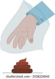 Limpia a tu perro. Icono del vector de tipo plano colocar el excremento animal en bolsas