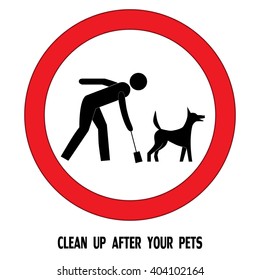 Clean Up After Your Pet Dog Sign Vector