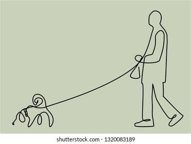 Clean up after your pet one line drawing