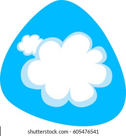 Clean air cloud icon. White balloon. Isolated. On blue background.