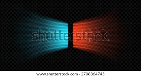 Clean air flow moves in smooth arrows of warm red and cool blue forming soft wave of motion. Fresh temperature currents create clear HVAC concept for modern vector graphics and system illustrations.