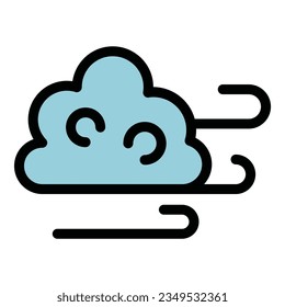 Vector de contorno de icono de aire limpio. Flujo de viento. Color plano purificador ecológico