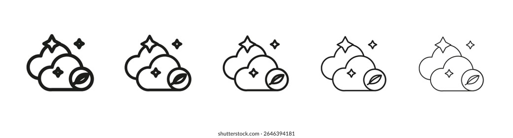 Sinal de ilustração de conjunto de contorno de vetor de Ícone de Ar Limpo