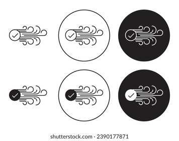 Clean air line icon set. Purification fresh wind symbol for ui designs.