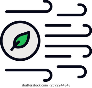 Clean Air Vector Design for Environmental Protection. Fresh air illustration, pollution-free atmosphere, eco-friendly climate concept. Filled line icon