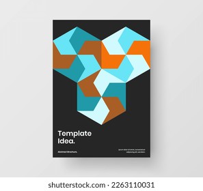Clean annual report A4 design vector layout. Abstract mosaic hexagons banner illustration.