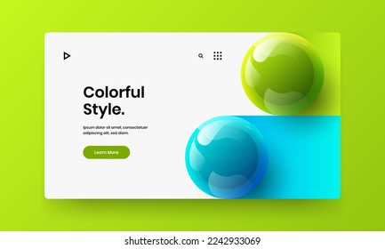 Clean annual report design vector template. Geometric realistic balls presentation concept.