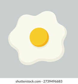 A clean and appetizing flat design vector illustration of a sunny-side-up fried egg with a bright yellow yolk. This minimalist graphic is ideal for breakfast menu designs, cooking blogs, cafe branding, and healthy nutrition icons.