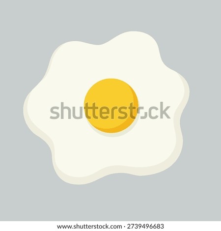 A clean and appetizing flat design vector illustration of a sunny-side-up fried egg with a bright yellow yolk. This minimalist graphic is ideal for breakfast menu designs, cooking blogs, cafe branding, and healthy nutrition icons.