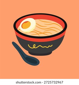 Um copo limpo, apetitoso de bacia de ramen cheio de macarrão a vapor e coberturas frescas. Estilo de fotografia de comida minima ideal para menus, marca culinária e visuais de cozinha asiática