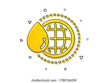 Limpiar el signo de caída de agua. Icono mundial del agua. Símbolo líquido. Patrón de círculos amarillos. Icono de agua del mundo clásico. Elementos geométricos. Vector