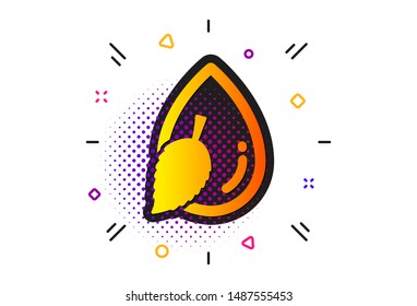 Clean aqua leaf sign. Halftone circles pattern. Mint water drop icon. Liquid symbol. Classic flat water drop icon. Vector