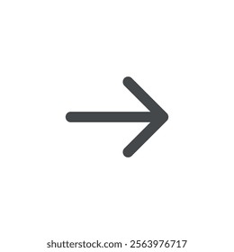 Clean arrow right icon for forward navigation. Ideal for website buttons, mobile interfaces, and digital projects. Scalable vector for professional use