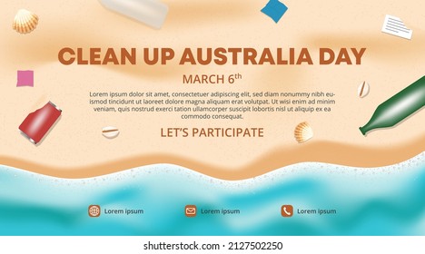 Clean up Australia day banner design with a dirty beach situation