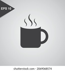 clean background silhouette icon, glass with hot steam