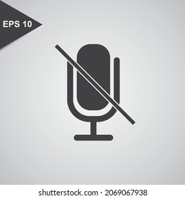 clean background silhouette icon, microphone mic mute