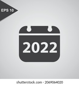 icono de silueta de fondo limpio, icono del calendario del año 2022