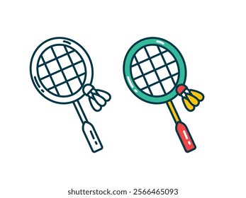 Clean badminton racket line icon for sport-related designs, perfect for highlighting shuttlecock games and recreational activities.