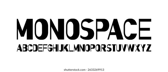 Uma fonte vetorial limpa e equilibrada com aparência monoespaçada. Todas as letras maiúsculas em uma largura consistente, ideal para tecnologia, design editorial e estética de codificação.