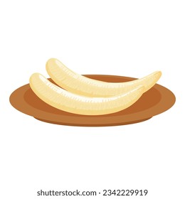 Clean banana plate icon cartoon vector. Fruit tropical. Organic nature