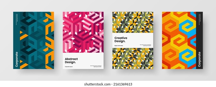 Clean banner A4 vector design layout composition. Bright geometric pattern leaflet concept collection.
